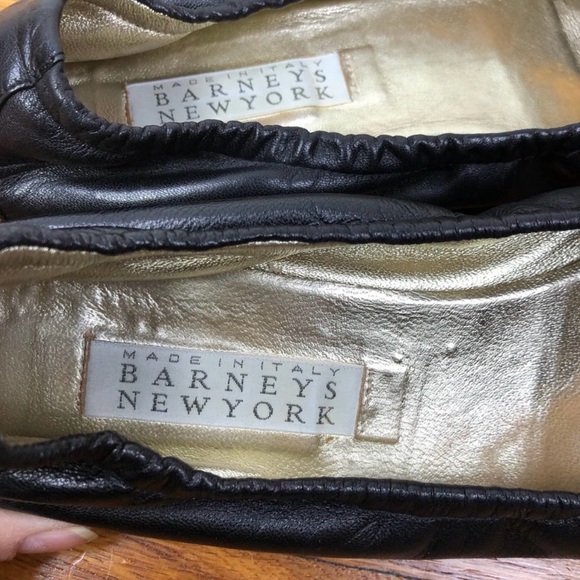 Barney’s New York Black Leather Cap Toe Ballet Flats Size 8 - Picture 2 of 6